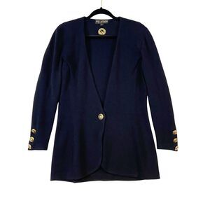 St John Basics Jacket Women's 8 Black Gold Buttons Quiet Luxury Old Money *FLAWS